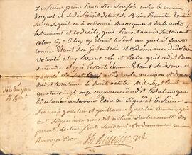 Section du testament de Pierre Pouliot, 1791