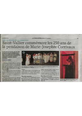 Article dans le journal Le Peuple de Lévis en date du 28 août 2013.