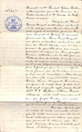 Procuration par Ignace Duquet à Pierre Duquet, 11 avril 1877