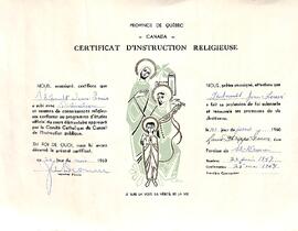 Certificat d'instruction religieuse de Jean-Louis Thibault