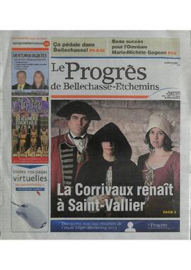 Page couverture du journal Le Progrès de Bellechasse-Etchemins en date du 10 juillet 2013.
