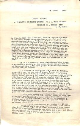 Journal de voyage en Europe d'Émile Métivier en 1950