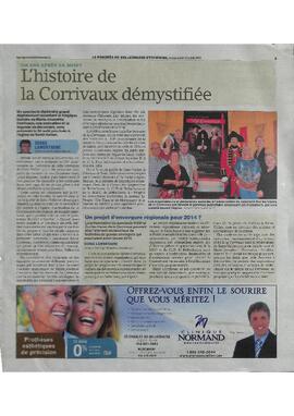 Article dans le journal Le Progès de Bellechasse-Etchemins en date du 10 juillet 2013.